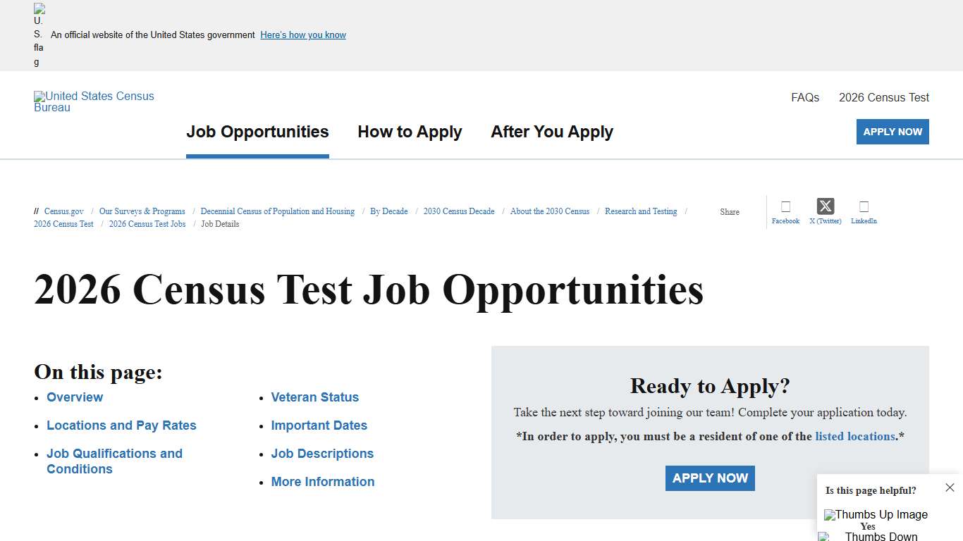2026 Census Test Job Opportunities